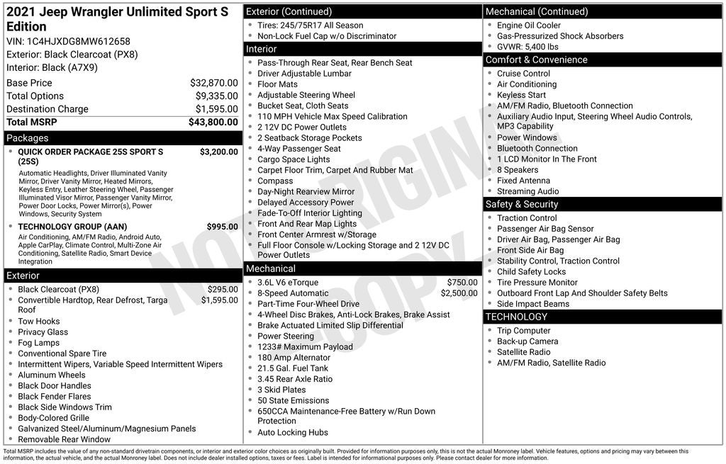 2021 Jeep Wrangler Unlimited Sport S