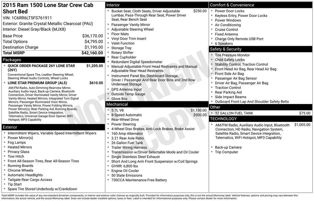 2015 RAM 1500 Lone Star