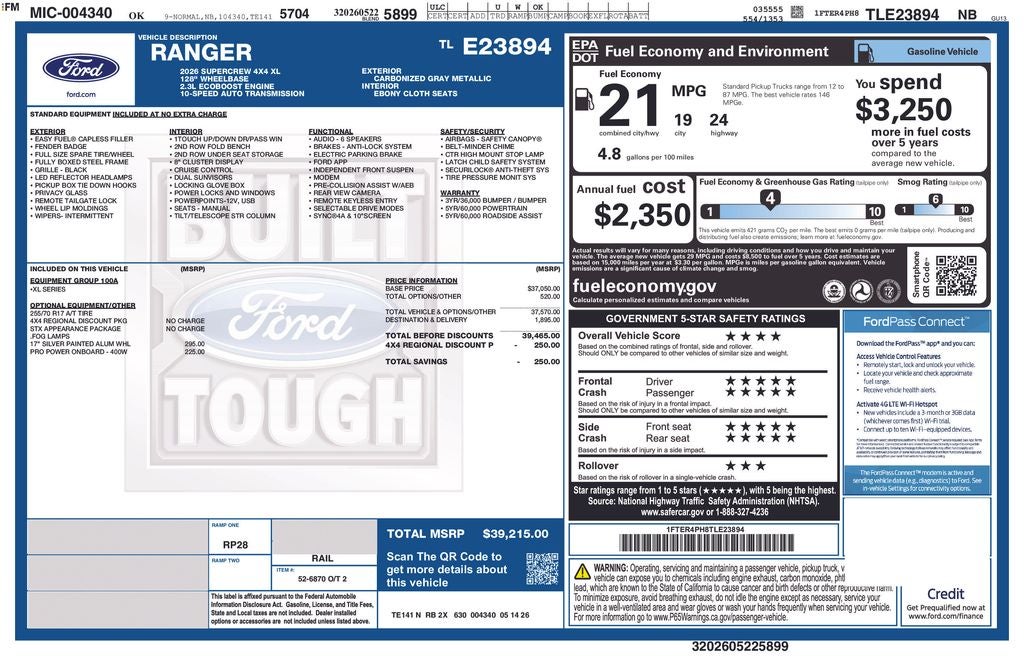 2026 Ford Ranger XL