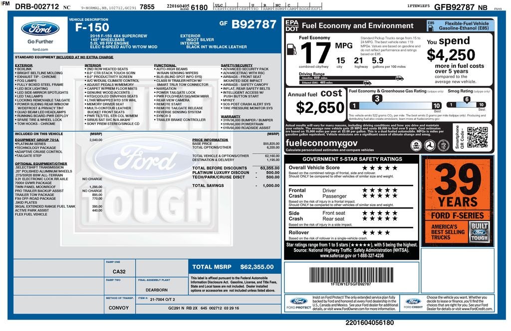 2016 Ford F-150 Platinum