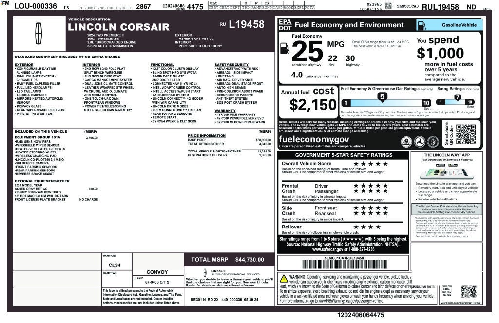 2024 Lincoln Corsair Premiere