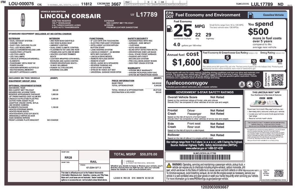 2020 Lincoln Corsair Reserve